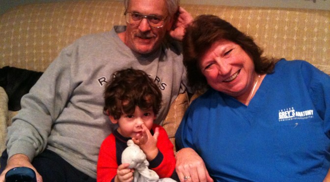Grandma and grandpa visit group shot