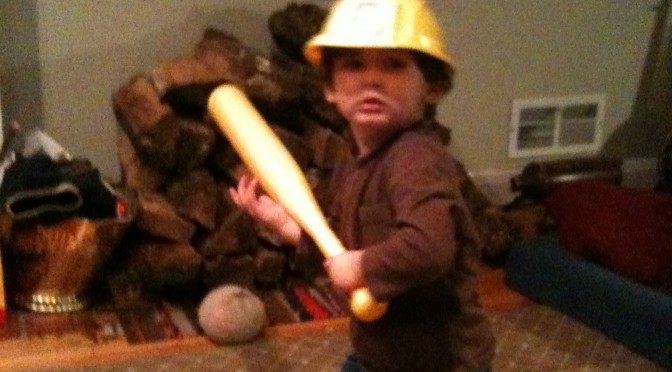 Playing baseball